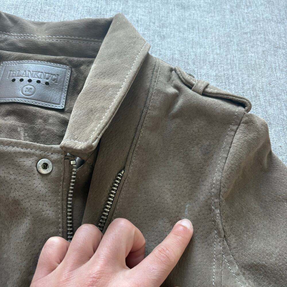 $198 Blank NYC Tan Suede Leather Moto Jacket - Picture 5 of 8